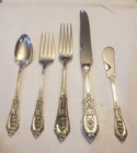 Rose Point By Wallace Sterling Silver Flatware 5 Pc Set For 8   Total Of 40 Pcs 