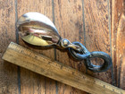 Vintage Bronze Single Block W scissor Hook 2  Pulley 1 2  Line