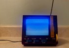 Vintage 80s Alaron Purple  Yellow  Teal Mini 4 5   Screen B w Tv Works 