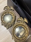 2 Vintage Syroco Federal Style Eagle Convex Mirror Bullseye Gold Bubble Petite