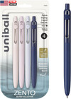 Zento Liquid Gel Ink Retractable Pens  Medium Point  0 7mm   Muted Barrels  Blac