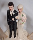 Vintage 1940 s Bride Groom Wedding Cake Topper  Arch Made In Venice California