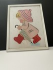 Vintage Irmi Felt Print Framed Art Picture