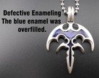 Queensryche Necklace Stainless Chain New Blue Triryche Pendant Defective Enamel