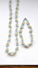 925 Sterling Silver Seed Pearl Aqua Glass Necklace Bracelet Set