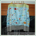 Boneful Fabric Cotton Quilt Blue Baby Boy Girl Panel 23x44  Nursery Decor Unisex