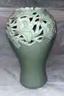 Vintage Korean Celadon Openwork Magnolia Vase - Signed Tong-min 10  Flawless