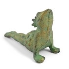 Verdigris Cast Iron Frog Prince Doorstop     Yoga Pose Figurine Door Wedge Green
