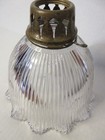 1906 Antique Holophane Extensive E3 106250 Glass Scalloped Ribbed Shade W Holder