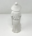 Vintage Japanese Man Porcelain Figure Statue White Kasa Hat 8    Tall