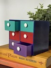 Mod Small 6 Drawer Desk Organizer Mcm Vintage 1970s Retro Blue Green Red Purple