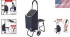 Versatile Black Grocery Cart With Seat - Collapsible   Durable For All Terrains