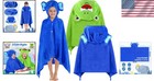 Kids Hooded Bath Towel 2pcs Large Animal Print Wrap Toddler 3-10 Yrs