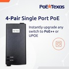 Poe Texas Single Port Gigabit Ethernet Injector For Ip Camera And Pc - 55 Volts