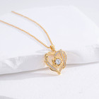 Heart Rose Pendant Necklace Inlaid Clear Zircon Link Chain For Women Gift