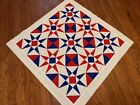 Patriotic- 8 Pointed Star In Red  White And Blue  Lap Or Baby Quilt Top
