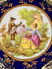 Antique Limoges Fragonard Porcelain Cobalt Blue Plate Real Gold Trim 4 1 4  Diam