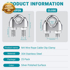 25pcs 3 16 Inch Stainless Steel Wire Rope Cable Clamp M4 Wire Rope