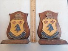 Vintage Us Military 102nd Cavalry Regiment Brass   Wood Bookends C 1950 s