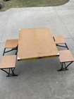 Vintage  handy  Suitcase Folding Picnic Table   Chair Set Milwaukee Stamping Co 