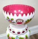 Vintage Bohemian Cased Glass Overylay Vase 19th Century Cranberry Ruby Art Vase