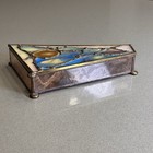 Vintage Signed Stained Glass Trinket Jewelry Box Iridescent Handmade