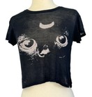 Brandy Melville Cat Luna Carolina Crop Top Black Lightweight Kitty Face T Shirt