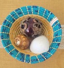Tanzania Coil Weave Hand Crafted Basket  Womancraft Woven Basket W fabric Trim