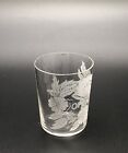 George Truog Eye Opener Pre-pro Whiskey Shot Glass   Vtg Acid Etched Barware
