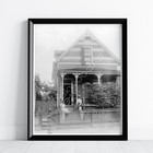 Black Women   Boy With Bicycle On Victorian Porch C1900  Vintage Photo Reprint