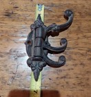 Vintage Antique Victorian Swing Arm Swivel Wall Hook  3 Hooks  Cast Iron Metal