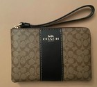 Coach Corner Zip Wristlet In Signature Canvas  Nwt 
