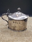 Vintage A   J Zimmerman Sterling Silver And Glass Mustard Pot English Birmingham