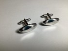 Vintage Silvertone Signed Swank Cufflinks Kidney Shaped Nice Looking 