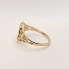 Art Deco 14k Gold Oval Signet Filigree Ring Child Natural Diamond Sz5 Engravable