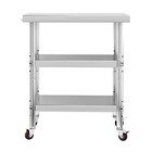 Commercial Work Table Stainless Steel Rolling 3-tier Shelves Restaurant Kitchen
