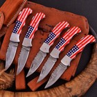 Custom Handmade Damascus Steel Folding Knife Ss-17515 5 Pcs  Lot  red And Blue 