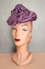 Vintage 1950s Lilac Purple Satin Cone Pillbox Novelty Party Hat