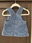 Vintage Baby Snoopy Overall Dress 3 6 Months Peanuts  Euc Denim Jean Embroidery