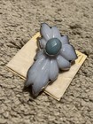 Amy Kahn Russell Sterling Silver Blue Agate Chalcedony Floral Brooch Pendant Pin