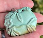 Antique Chinese Hand Carved Natural Raw Turquoise Pendant