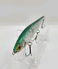 Rebel Minnow Floater Green silver 4 1 2  Jerkbait stickbait Vintage Fishing Lure