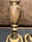 Antique English Brass Pair Matching Push Up Candlesticks Victorian 11 3 4   