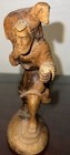 Vtg Wooden Shepherd Statue Hand Carved Figurine 6 75   sculpture Lamb Sheep Herder