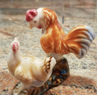 2 Vintage Majolica Glazed Bird Figurines  Hen And Rooster - Seagulls