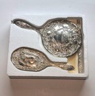 Vintage Godinger Vanity Dresser Set 3 Piece Silver Plate Hand Mirror Brush Comb