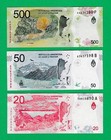 Argentina 20-50-500 Pesos  3 Pcs Set  P-new -llama Condor Yaguarete Uncirculated