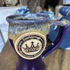 Scarborough Renaissance Festival Mug Embossed Crown Goblet Grey Fox Pottery 2015