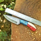 Handmade Damascus Steel Hunting Knife Fixed Blade Wood Handle Leather Sheath1722