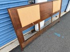 Vintage Mid-century Walnut Headboard W  Drop Down Shelf   Upholstered Panels